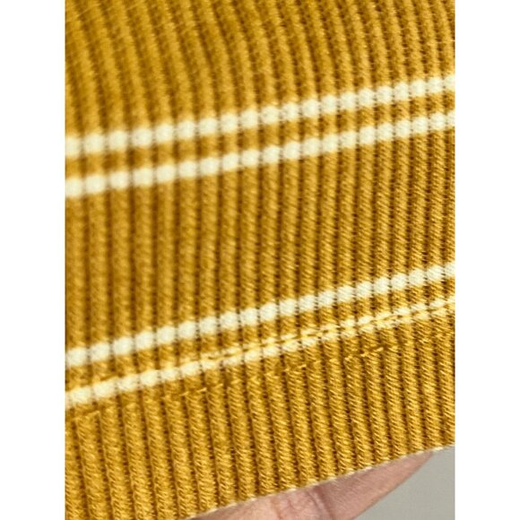 Aeropostale Y2K Rib Stripe Top L Yellow Ruffle Off Shoulder Preppy Chic Lace Up - Picture 3 of 10